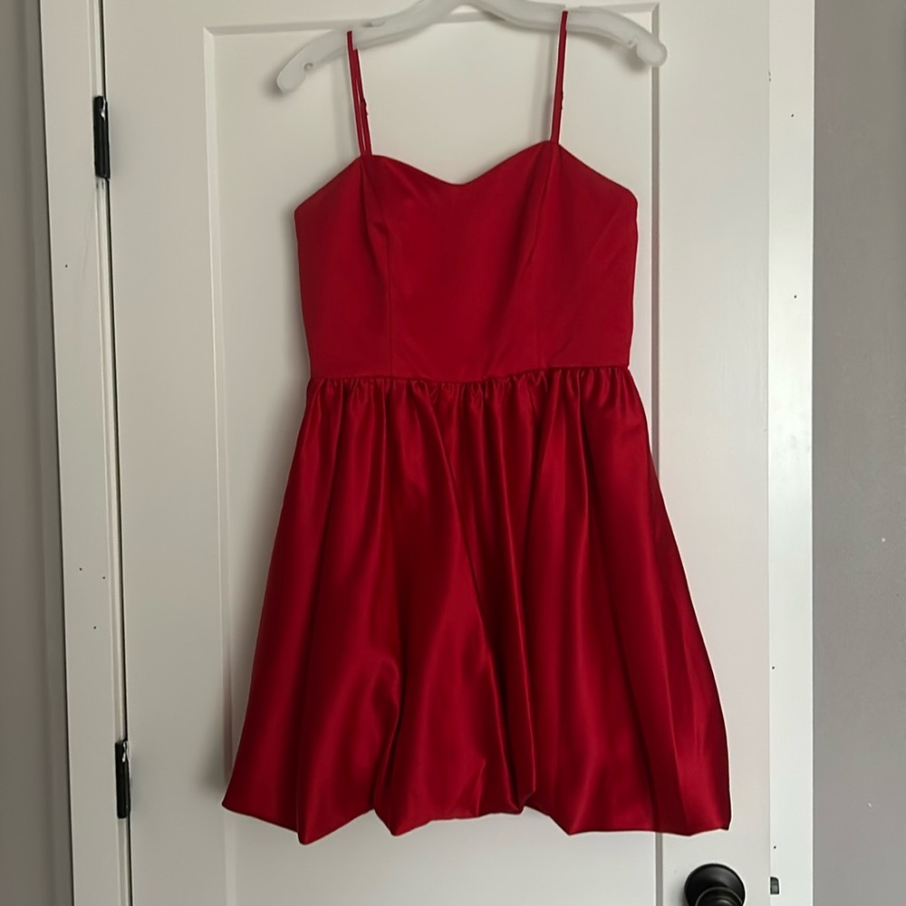 silk red mini hoco dress